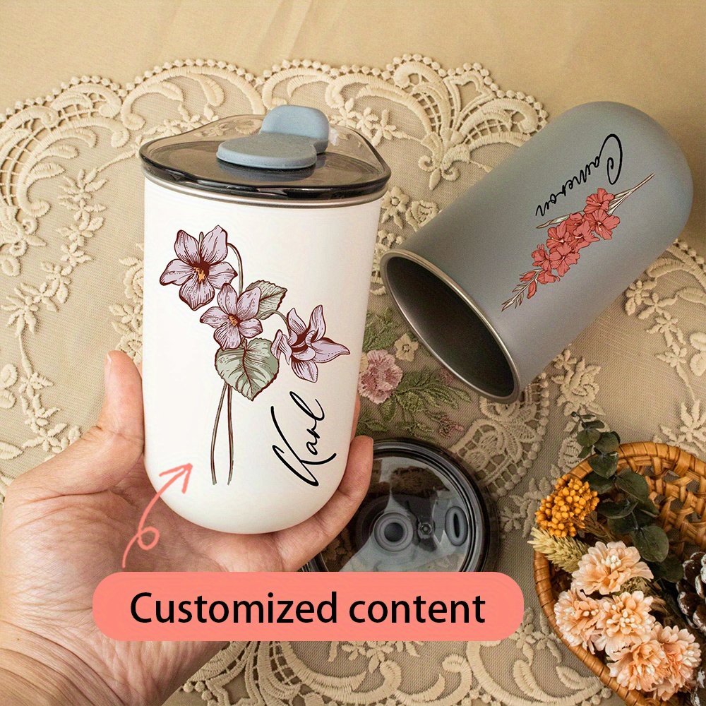 Coffee Equipment With Name - Customizable personalized birthday flower water cup,stainless
