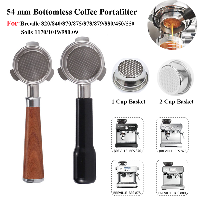 Naked Portafilter Bottomless - 54mm 3-ear Naked Portafilter With Basket
