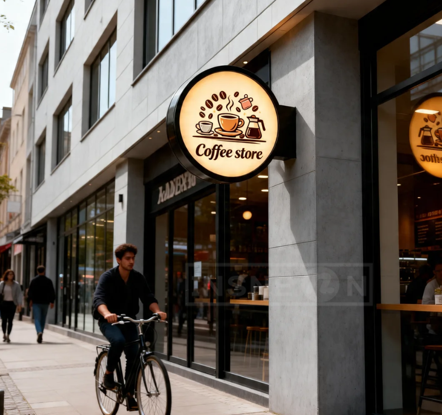 Double-Sided Outdoor Business  – Coffee Equipment Logo Bewertung und Preis